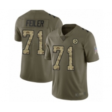 Youth Pittsburgh Steelers #71 Matt Feiler Limited Olive Camo 2017 Salute to Service Football Jersey