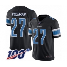 Men's Detroit Lions #27 Justin Coleman Limited Black Rush Vapor Untouchable 100th Season Football Jersey