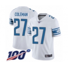 Youth Detroit Lions #27 Justin Coleman White Vapor Untouchable Limited Player 100th Season Football Jersey