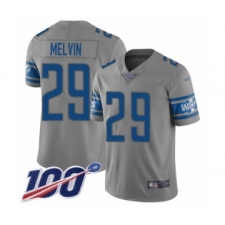 Men's Detroit Lions #29 Rashaan Melvin Limited Gray Inverted Legend 100th Season Football Jersey