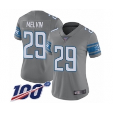 Women's Detroit Lions #29 Rashaan Melvin Limited Steel Rush Vapor Untouchable 100th Season Football Jersey