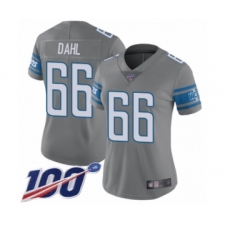 Women's Detroit Lions #66 Joe Dahl Limited Steel Rush Vapor Untouchable 100th Season Football Jersey