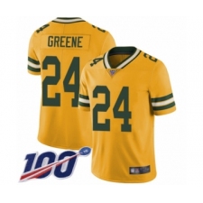 Youth Green Bay Packers #24 Raven Greene Limited Gold Rush Vapor Untouchable 100th Season Football Jersey