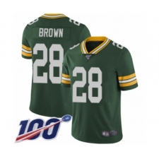 Men's Green Bay Packers #28 Tony Brown Green Team Color Vapor Untouchable Limited Player 100th Season Football Jersey