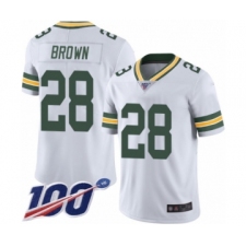 Men's Green Bay Packers #28 Tony Brown White Vapor Untouchable Limited Player 100th Season Football Jersey