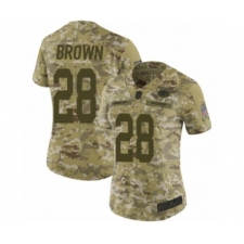 Women's Green Bay Packers #28 Tony Brown Limited Camo 2018 Salute to Service Football Jersey