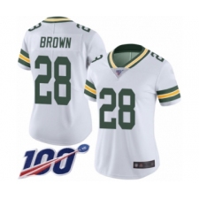 Women's Green Bay Packers #28 Tony Brown White Vapor Untouchable Limited Player 100th Season Football Jersey