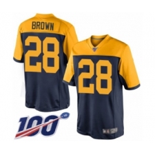 Youth Green Bay Packers #28 Tony Brown Limited Navy Blue Alternate 100th Season Football Jersey