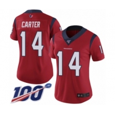 Women's Houston Texans #14 DeAndre Carter Red Alternate Vapor Untouchable Limited Player 100th Season Football Jersey