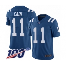 Men's Indianapolis Colts #11 Deon Cain Limited Royal Blue Rush Vapor Untouchable 100th Season Football Jersey