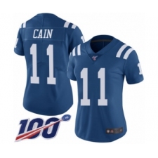 Women's Indianapolis Colts #11 Deon Cain Limited Royal Blue Rush Vapor Untouchable 100th Season Football Jersey