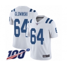 Men's Indianapolis Colts #64 Mark Glowinski White Vapor Untouchable Limited Player 100th Season Football Jersey