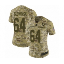 Women's Indianapolis Colts #64 Mark Glowinski Limited Camo 2018 Salute to Service Football Jersey