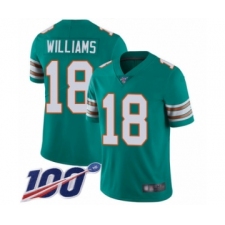 Men's Miami Dolphins #18 Preston Williams Aqua Green Alternate Vapor Untouchable Limited Player 100th Season Football Jersey