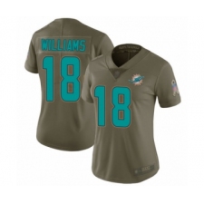 Women's Miami Dolphins #18 Preston Williams Limited Olive 2017 Salute to Service Football Jersey