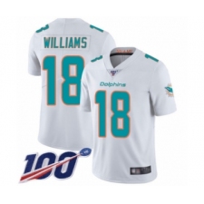 Youth Miami Dolphins #18 Preston Williams White Vapor Untouchable Limited Player 100th Season Football Jersey