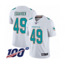 Men's Miami Dolphins #49 Sam Eguavoen White Vapor Untouchable Limited Player 100th Season Football Jersey