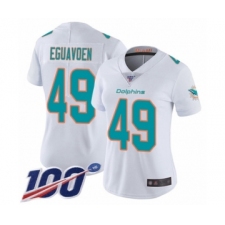 Women's Miami Dolphins #49 Sam Eguavoen White Vapor Untouchable Limited Player 100th Season Football Jersey