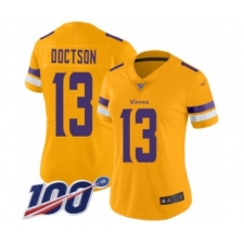 Women's Minnesota Vikings #13 Josh Doctson Limited Gold Inverted Legend 100th Season Football Jersey