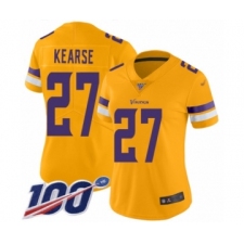 Women's Minnesota Vikings #27 Jayron Kearse Limited Gold Inverted Legend 100th Season Football Jersey