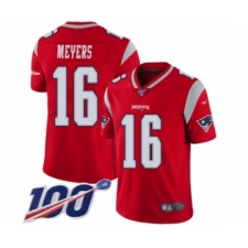 Men's New England Patriots #16 Jakobi Meyers Limited Red Inverted Legend 100th Season Football Jersey