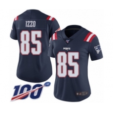 Women's New England Patriots #85 Ryan Izzo Limited Navy Blue Rush Vapor Untouchable 100th Season Football Jersey