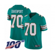 Men's Miami Dolphins #70 Julie'n Davenport Aqua Green Alternate Vapor Untouchable Limited Player 100th Season Football Jersey