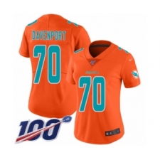Women's Miami Dolphins #70 Julie'n Davenport Limited Orange Inverted Legend 100th Season Football Jersey