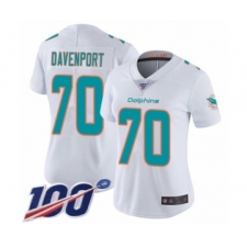 Women's Miami Dolphins #70 Julie'n Davenport White Vapor Untouchable Limited Player 100th Season Football Jersey