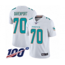 Youth Miami Dolphins #70 Julie'n Davenport White Vapor Untouchable Limited Player 100th Season Football Jersey