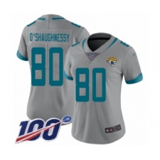Women's Jacksonville Jaguars #80 James O'Shaughnessy Silver Inverted Legend Limited 100th Season Football Jersey