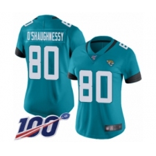 Women's Jacksonville Jaguars #80 James O'Shaughnessy Teal Green Alternate Vapor Untouchable Limited Player 100th Season Football Jersey
