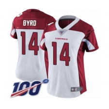 Women's Arizona Cardinals #14 Damiere Byrd White Vapor Untouchable Limited Player 100th Season Football Jersey