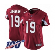 Women's Arizona Cardinals #19 KeeSean Johnson Red Team Color Vapor Untouchable Limited Player 100th Season Football Jersey