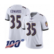 Men's Baltimore Ravens #35 Gus Edwards White Vapor Untouchable Limited Player 100th Season Football Jersey