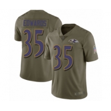 Youth Baltimore Ravens #35 Gus Edwards Limited Olive 2017 Salute to Service Football Jersey
