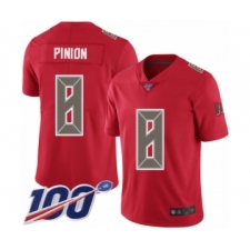 Men's Tampa Bay Buccaneers #8 Bradley Pinion Limited Red Rush Vapor Untouchable 100th Season Football Jersey