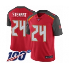 Men's Tampa Bay Buccaneers #24 Darian Stewart Red Team Color Vapor Untouchable Limited Player 100th Season Football Jersey
