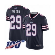 Youth Buffalo Bills #29 T.J. Yeldon Limited Navy Blue Inverted Legend 100th Season Football Jersey