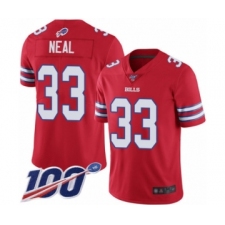 Men's Buffalo Bills #33 Siran Neal Limited Red Rush Vapor Untouchable 100th Season Football Jersey
