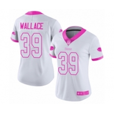 Women's Buffalo Bills #39 Levi Wallace Limited White Pink Rush Fashion Football Jersey