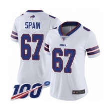 Women's Buffalo Bills #67 Quinton Spain White Vapor Untouchable Limited Player 100th Season Football Jersey
