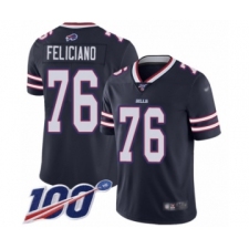 Men's Buffalo Bills #76 Jon Feliciano Limited Navy Blue Inverted Legend 100th Season Football Jersey