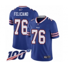 Men's Buffalo Bills #76 Jon Feliciano Royal Blue Team Color Vapor Untouchable Limited Player 100th Season Football Jersey
