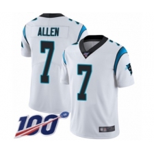 Youth Carolina Panthers #7 Kyle Allen White Vapor Untouchable Limited Player 100th Season Football Jersey