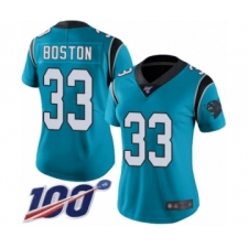 Women's Carolina Panthers #33 Tre Boston Limited Blue Rush Vapor Untouchable 100th Season Football Jersey