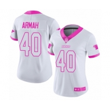 Women's Carolina Panthers #40 Alex Armah Limited White Pink Rush Fashion Football Jersey