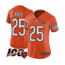 Women's Chicago Bears #25 Mike Davis Orange Alternate 100th Season Limited Football Jersey