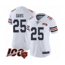 Women's Chicago Bears #25 Mike Davis White 100th Season Limited Football Jersey