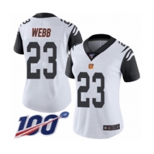 Women's Cincinnati Bengals #23 B.W. Webb Limited White Rush Vapor Untouchable 100th Season Football Jersey